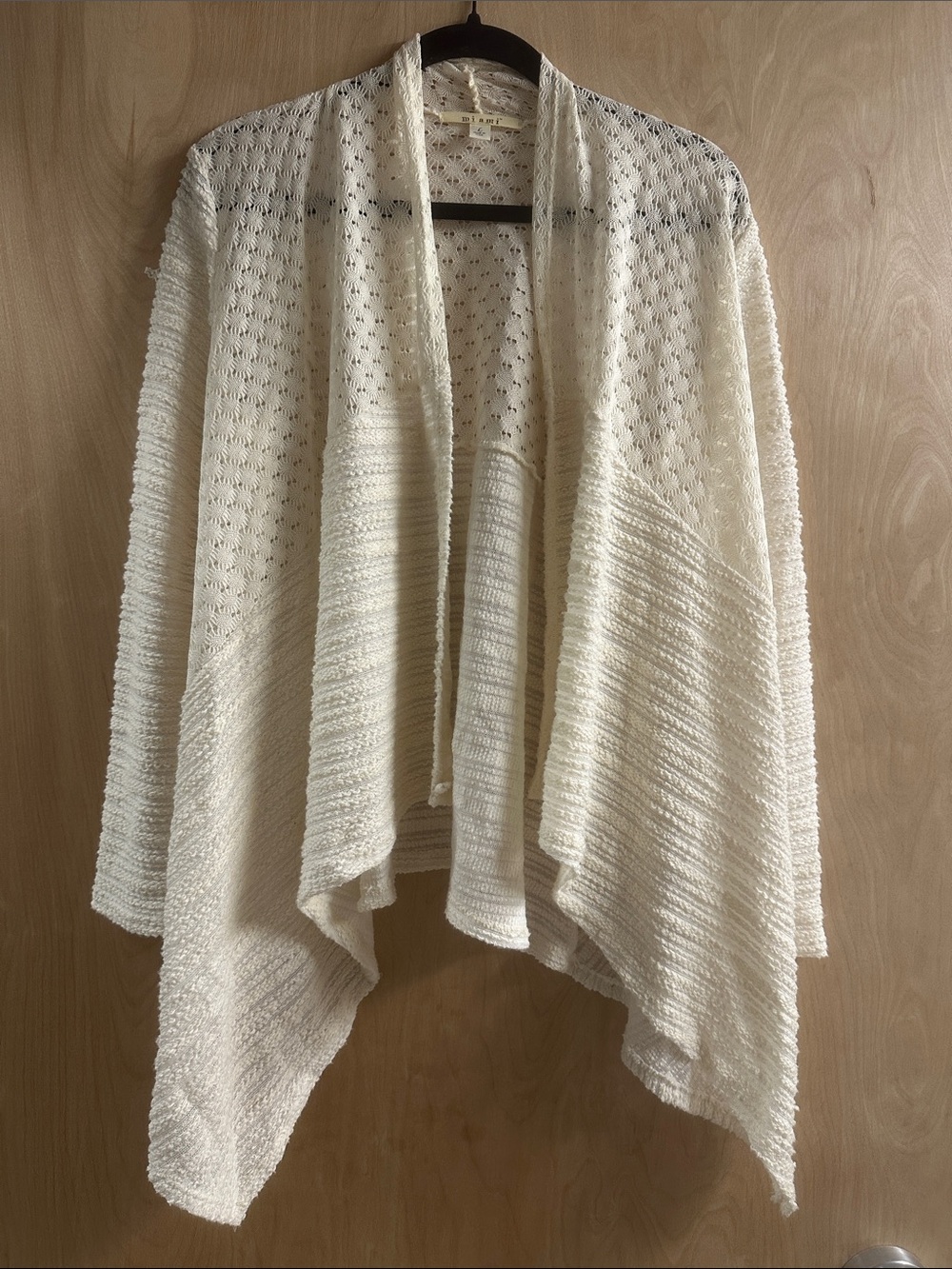 miami Open-Front Cream Knit Poncho Cardigan